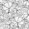 Vector Seamless Monochrome Floral Pattern with Decorative Clover and Coins