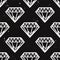 Vector seamless monochrome grunge pattern with vintage diamonds.