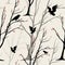 Vector seamless monochrome pattern with birds, ravens,