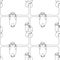 Vector seamless monochrome pattern with cute happy smiling sloth