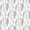 Vector Seamless Monochrome Pattern with Doodle Feathers