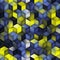 Vector Seamless Multicolor Blue Yellow Gradient Cube Shape Rhombus Grid Geometric Pattern