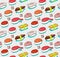 Vector seamless nigiri sushi pattern. Japanese doodle food cover in vintage sketch style.