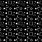 Vector seamless pattern in 90s style. Geometric shapes of triangle, polygon, circle, square and zigzag isolated on black