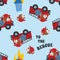 Vector of seamless pattern with animal fire fighter cartoon  Creative vector childish background for fabric  textile  nursery