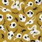 Vector seamless pattern with animal skulls. Halloween or Day of the dead design for fabric with cute skulls.