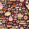 Vector seamless pattern of arabic sweets and oriental tea party. Background for a card or poster for a holiday invitation