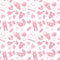 Vector seamless pattern with baby elements. Newborn clothes and