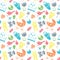 Vector seamless pattern with baby elements. Newborn clothes and