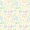 Vector seamless pattern with baby elements. Newborn clothes and