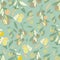 Vector seamless pattern background with lemons branches .Blue background