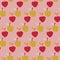 Vector seamless pattern background with pears and apples. pink background.