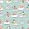 Vector seamless pattern background with penguins, polar bears and walrus