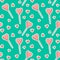 Vector seamless pattern background with stickers hearts and Popsicle. Pink textured ice cream or candy lollipops in the shape of a