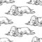 Vector seamless pattern with basset hound puppies. Hand drawn il