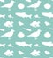 Vector seamless pattern of beach fish and shell