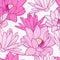 Vector seamless pattern with beautiful pink lotus flower. Floral