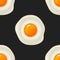 Vector seamless pattern with beautiful realistic fried egg.