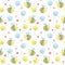 vector seamless pattern with bees and hearts