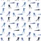 Vector seamless pattern with biathlon athletes figures