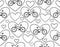 Vector seamless pattern with bikes and hearts, I love bike