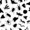 Vector seamless pattern of black insect silhouettes isolated on white background. Insect themed repeat backdrop. Cute monochrome