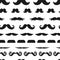 Vector seamless pattern with black moustache isolated on white background