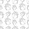 Vector seamless pattern of black outline abstract beetles in Doodle style. Simple texture with insects, bugs, parasites