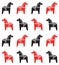 Vector seamless pattern of black and red horse