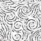 Vector seamless pattern of black spirals of lines and corners on a white background.Texture of flowing shapes and lines with torn