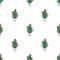 Vector seamless pattern of blooming cactus in a pot. Home plants. Mexican cactus repeating pattern.