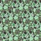 Vector seamless pattern with blue green shells. Amonite seamless vector texture