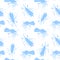 Vector seamless pattern of blue mosquitoes, moths, midges. Simple light background, texture with insects, pests