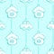 Vector seamless pattern with blue silhouettes glass toys, decorations in form of car and house for xmas tree