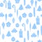 Vector seamless pattern with blue silhouettes glass toys, decorations for xmas tree. For Merry Christmas, happy New Year