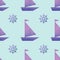Vector seamless pattern with boats and helms