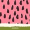 Vector seamless pattern border. Watermelon concept background. Pink calligraphic brush texture.