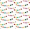 Vector seamless pattern with bright flag garland with hand drawn texture. Carnaval colorful endless background.