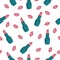 vector seamless pattern with bright juicy lips pink and lipstick