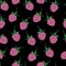 Vector seamless pattern with bright pink raspberries