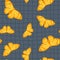 Vector seamless pattern with bright retro butterflies. Hand-drawn texture design