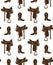 Vector seamless pattern of brown boot and saddle