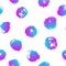 Vector seamless pattern with brush blots and circle. Blue pink gradient color on white background. Hand painted grange