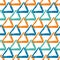 Vector seamless pattern with brush stripes and triangle. Blue orange color on white background. Drawing grange texture