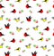 Vector seamless pattern with bullfinches, tites and rowanberries.