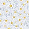 Vector seamless pattern with camomile and butterfly