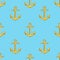 Vector Seamless Pattern of Cartoon Anchors on Blue Background