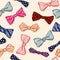 Vector Seamless Pattern of Cartoon Colorful Bowties