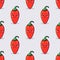 Vector Seamless Pattern with Cartoon Cute and Funny Red Hot Chili Peppers. Kawaii Style. Fresh Chili Hot Pepper with