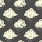 Vector seamless pattern with cartoon handdrawn cloud.